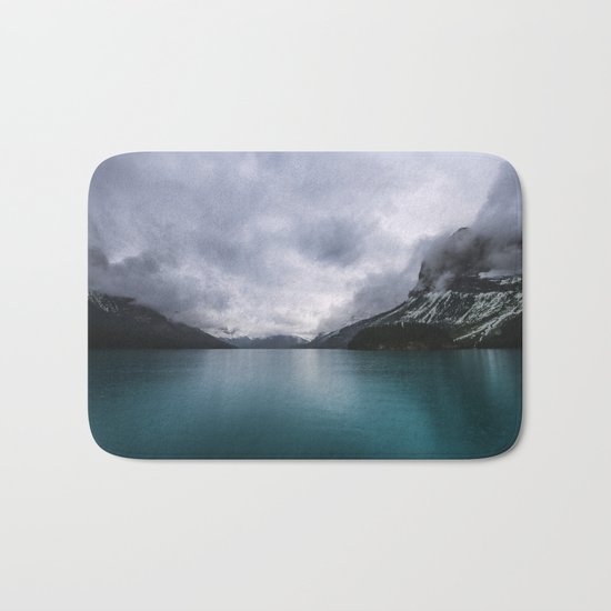 Landscape Photography Maligne Lake Mountain View | Turquoise Water | Alberta Canada Bath Mat