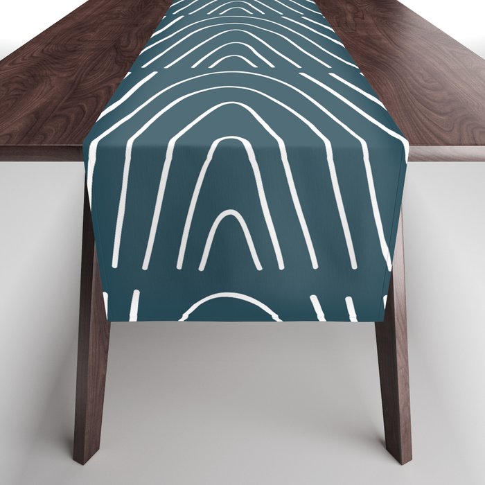 Mudcloth Teal Blue Pattern Table Runner