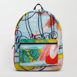 'Love Flight of a Pink Candy Heart' landscape painting by Florine Stettheimer Backpack