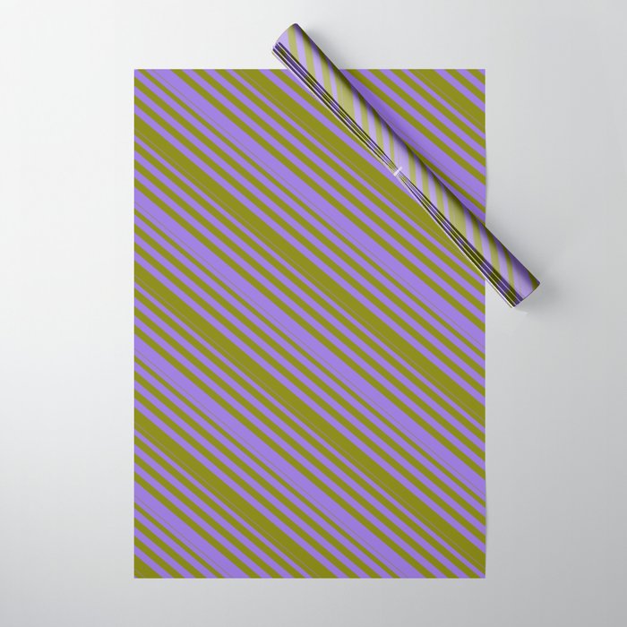 Purple & Green Colored Lines/Stripes Pattern Wrapping Paper