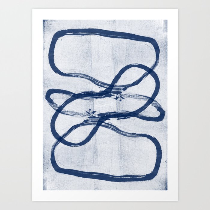 Indigo Blue Abstract Shapes Art Print