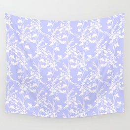 Flat Flower Silhouettes - Cut-Out Contrast in Periwinkle Purple and White Wall Tapestry