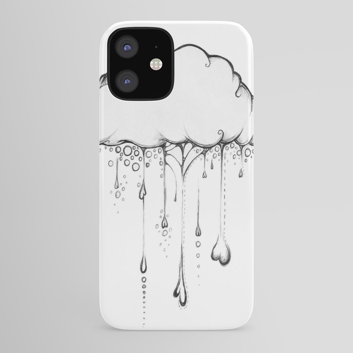 Happy Cloud Drawing, Cute Whimsical Illustration iPhone Case by 