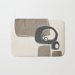 Retro Abstract Design in Charcoal Grey and Taupe Bath Mat | Circles, Interiordesign, Interior, Grey, Shapes, Retro, Graphicdesign, Gray, Shape, Taupe 