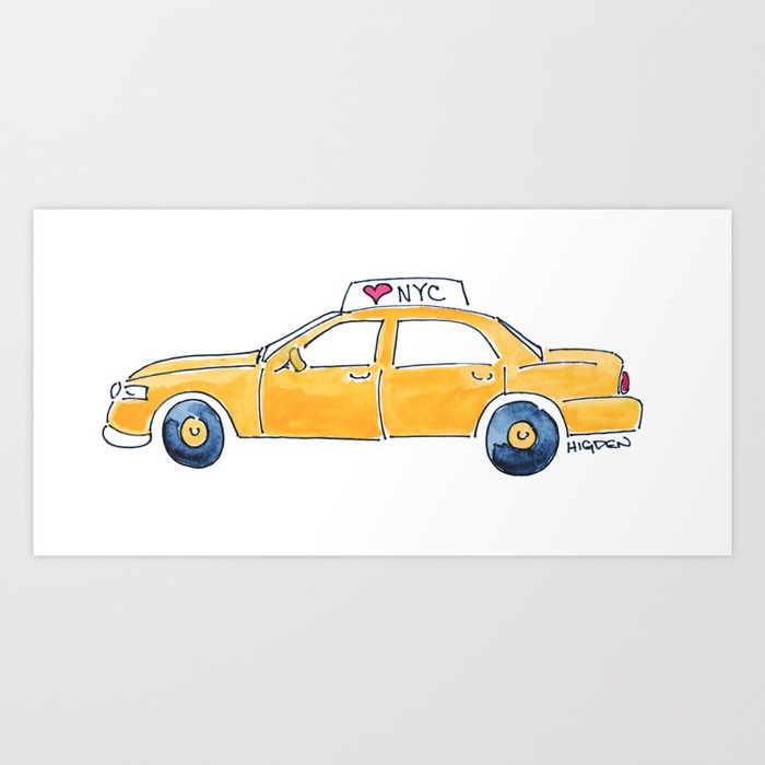 NYC taxi cab Art Print