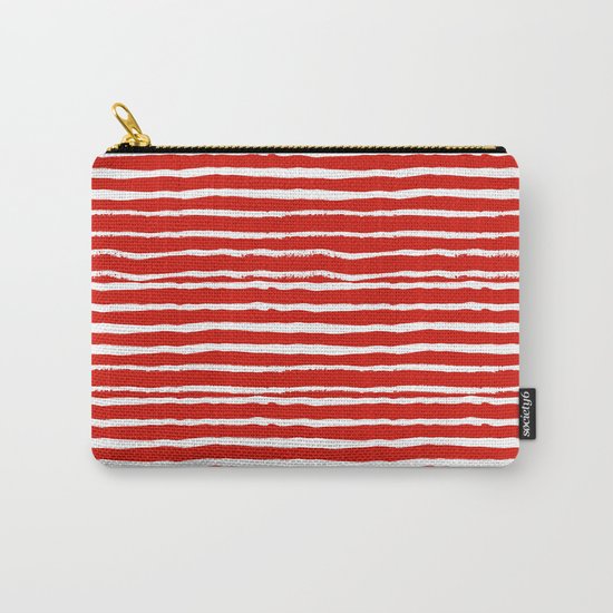 Minimal Christmas red and white holiday pattern stripes candy cane stripe pattern Carry-All Pouch