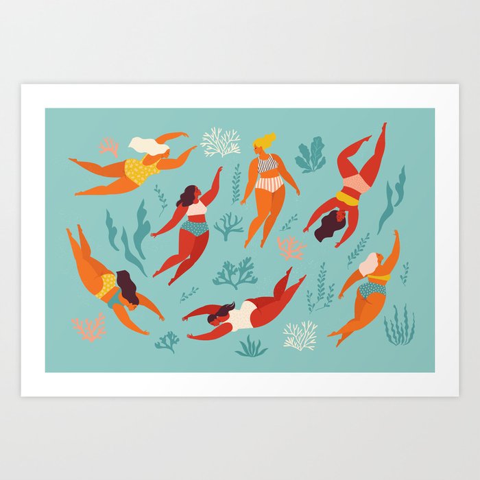 Swimming girl Art Print
