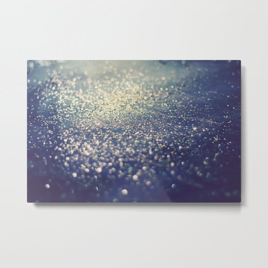 Glitter on Blue Metal Print
