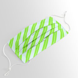 [ Thumbnail: Green and Light Cyan Colored Striped/Lined Pattern Face Mask ]