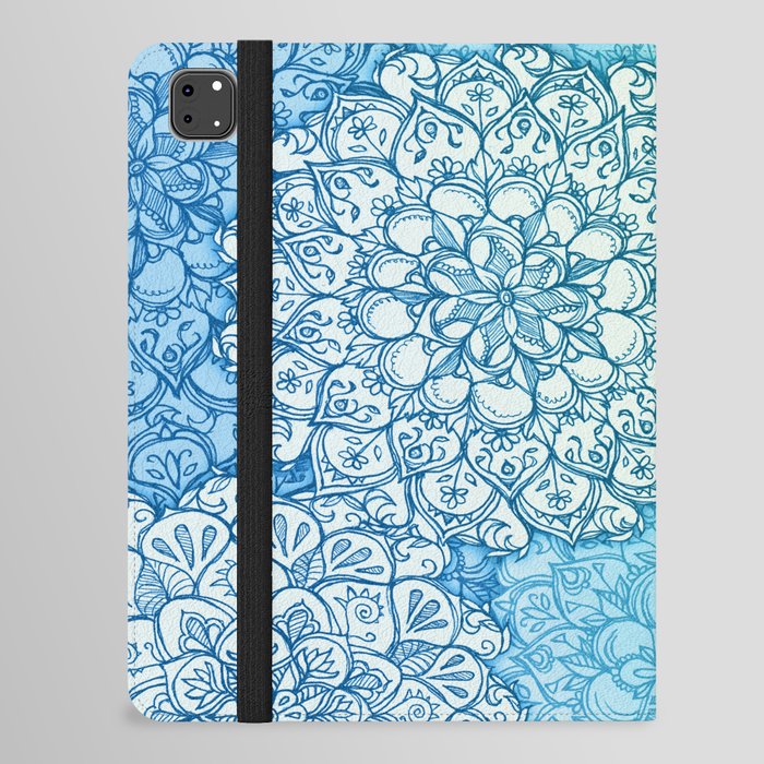 Blue Green Ballpoint Pen Doodle Poem iPad Folio Case