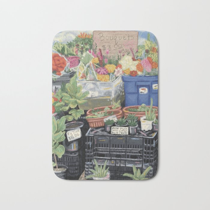 Farmer's Market Flowers Bath Mat