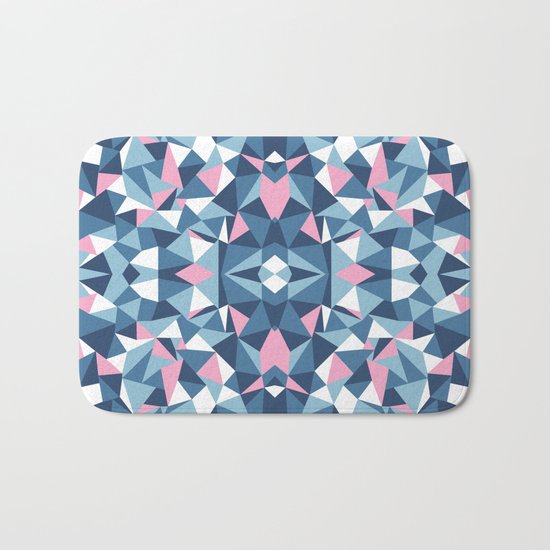 Abstract Collide Blue and Pink Bath Mat