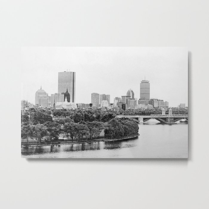 Black & White Boston Skyline III Metal Print
