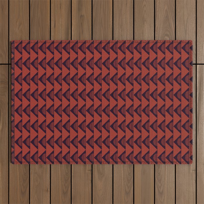 Boho Rust Mud Cloth Outdoor Rug