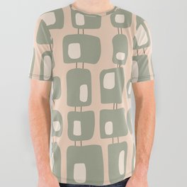 Funky Retro Squares Seamless Pattern Green, Peach and Cream All Over Graphic Tee