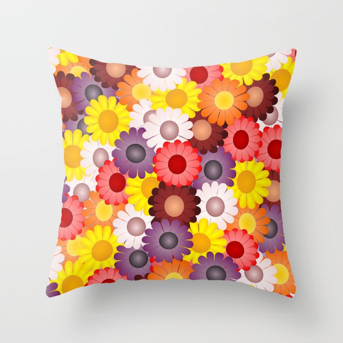 Colorful Daisies Throw Pillow