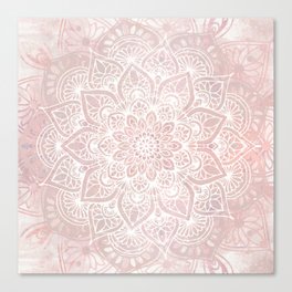 Mandala Yoga Love, Blush Pink Floral Canvas Print