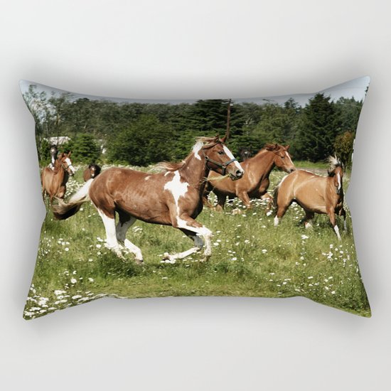 Spring Horse Run Rectangular Pillow