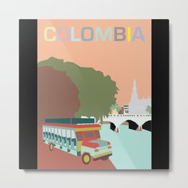 Colombia Vintage Travel Artwork Metal Print