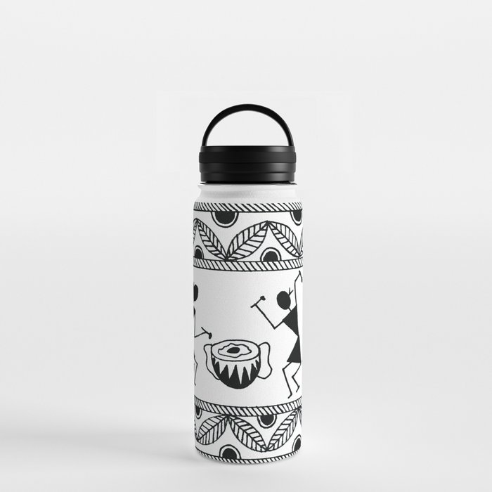 Black Thermos Bottle With Mandala, Water Bottle, Travel Bottle
