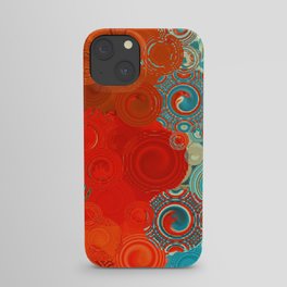Turquoise and Red Swirls - cheerful, bright art and home decor iPhone Case