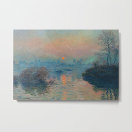 Claude Monet - Sunset on the Seine at Lavacourt Winter Effect Metal Print | Seine, Orange, Monet, Effect, Winter, Claude, Sun, Lavacourt, Painting, Landscape 