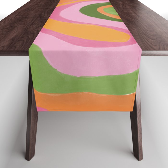 Colorful Swirl Lines in Spring Summer Colors Table Runner