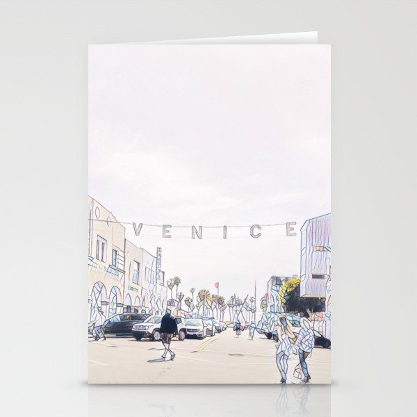 Venice Beach Mosaic Pen and Ink - Faded Rose Stationery Cards