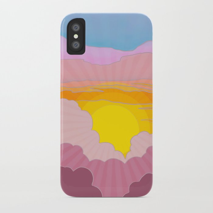 Sixties Inspired Psychedelic Sunrise Surprise iPhone Case | Painting, Pop-art, Abstract, Vintage, Sun, Sunrise, Maxx, Seventies, 1970s, Retro