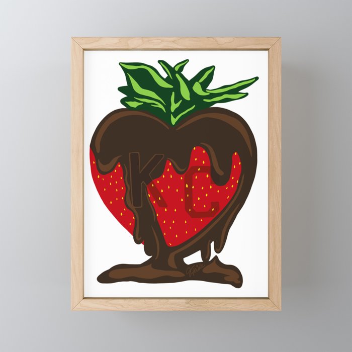 Sweet KC Chocolate Dipped Strawberry by Julie Heide Art Framed Mini Art Print