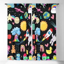 Astronaut and space pattern gift for kids Blackout Curtain