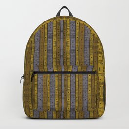Stripes & Dots, Vintage Stripe Pattern, Grey Gray Yellow Backpack