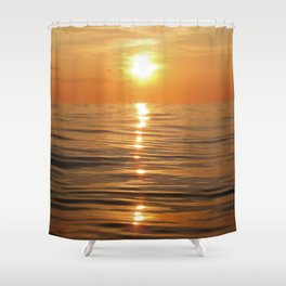 Sun setting over calm waters Shower Curtain