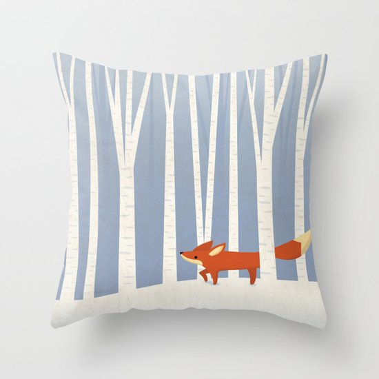 Fox in the Snow Throw Pillow