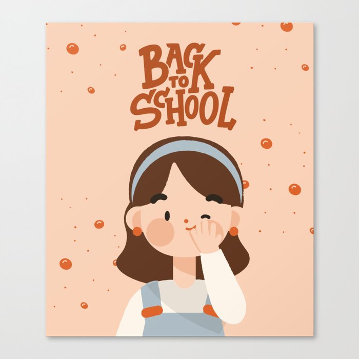 Back to school, kids, funny, pattern, girl design Canvas Print
