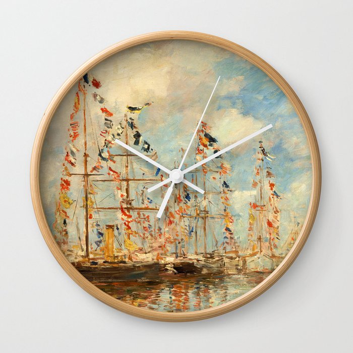 Yacht Basin at Trouville-Deauville by Eugene Boudin Wall Clock