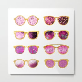 Vintage sunglasses Metal Print | Retro, Sunglass, Pattern, Eyewear, Magenta, Dots, Pop Art, Abstractart, Pink, Rich 