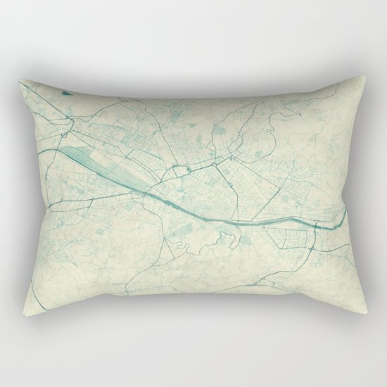 Florence Map Blue Vintage Rectangular Pillow