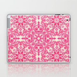 Hot Pink & Soft Cream Folk Art Pattern Laptop Skin