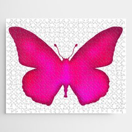 Neon Pink Ombre Butterfly Silhouette  Jigsaw Puzzle