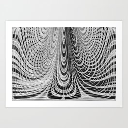 Wavy Black And White Grid Line Design Pattern Art Print