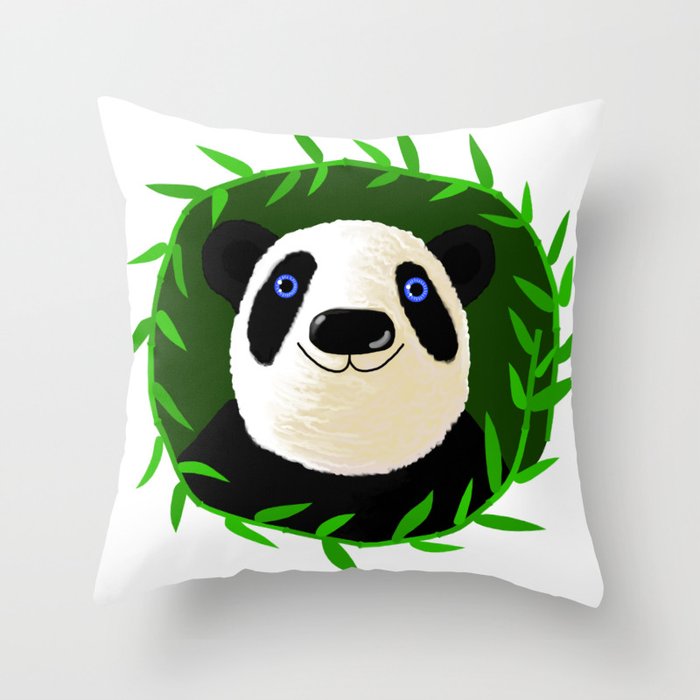 panda pug and bamboo 2d Throw Pillow
