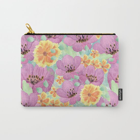 floral pattern. 3 Carry-All Pouch