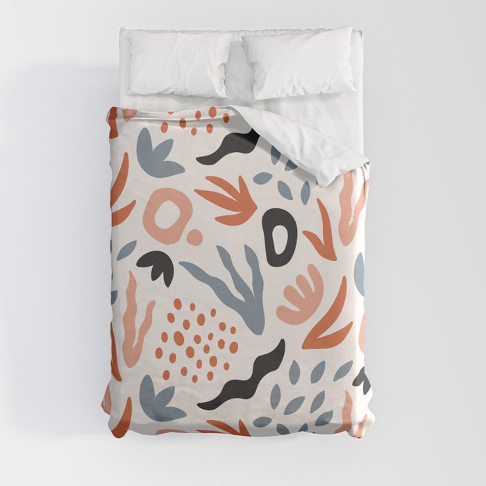 Abstract Cutouts - Orange, Peach, Gray and Black Duvet Cover