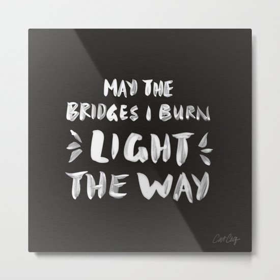 Burned Bridges – Black & White Metal Print
