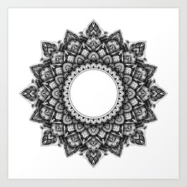 Mandala 3D Blanco y negro  Art Print