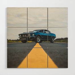 Vintage convertible classic Mustang American Muscle car automobile transportation color photograph / photography poster posters Wood Wall Art