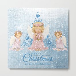 Merry Christmas Metal Print | Holiday, Winter, Christmas, Baby, Curated, Newyear, Merrychristmas, Angels, Snow, 2022 