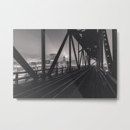 The City Through Steel Beams Metal Print | Black and White, Landscape, Photo 