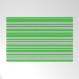 [ Thumbnail: Lime Green & Grey Colored Lined/Striped Pattern Welcome Mat ]